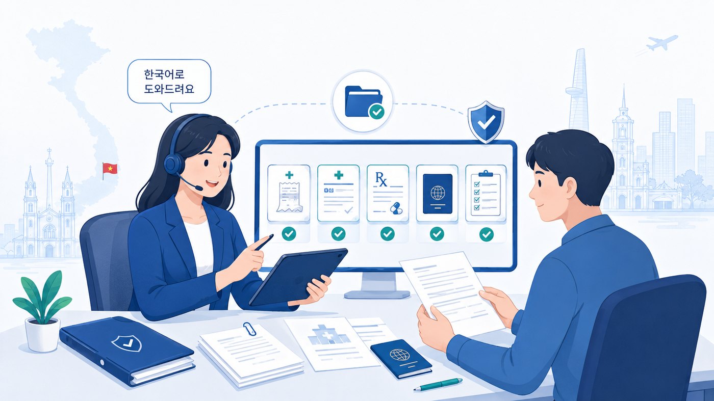 베트남 체류 중 한국어 보험 상담 안내 삽화